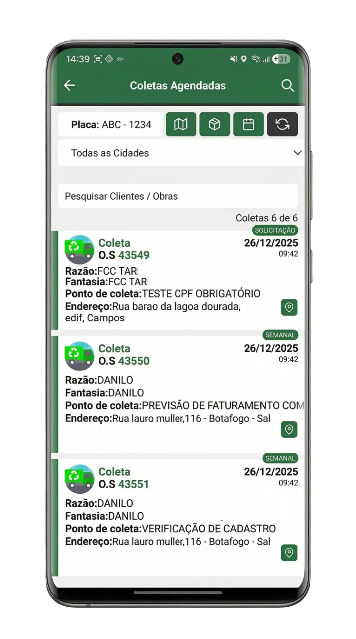 Gestão de Coletas